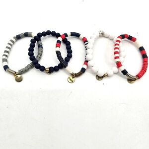 Ermish Patriotic Beaded Bracelet Stacks Set Of 5